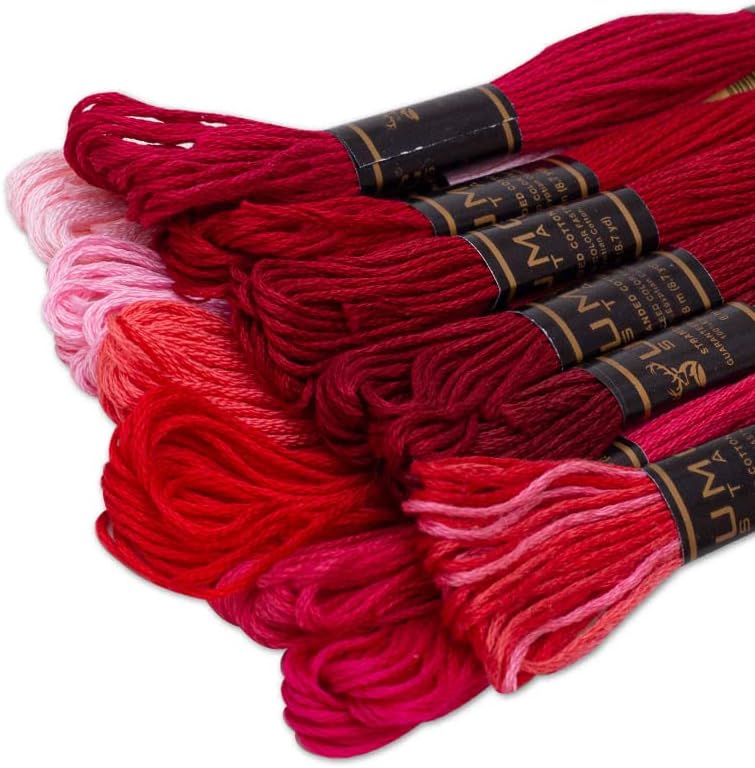 UMC STAG 12 Pieces | Premium Embroidery Thread | 100% Egyptian Cotton Premium Skeins | Cross Stitch Embroidery Floss | Oeko TEX Certified Stranded Cotton (Red Tones) - Image 2
